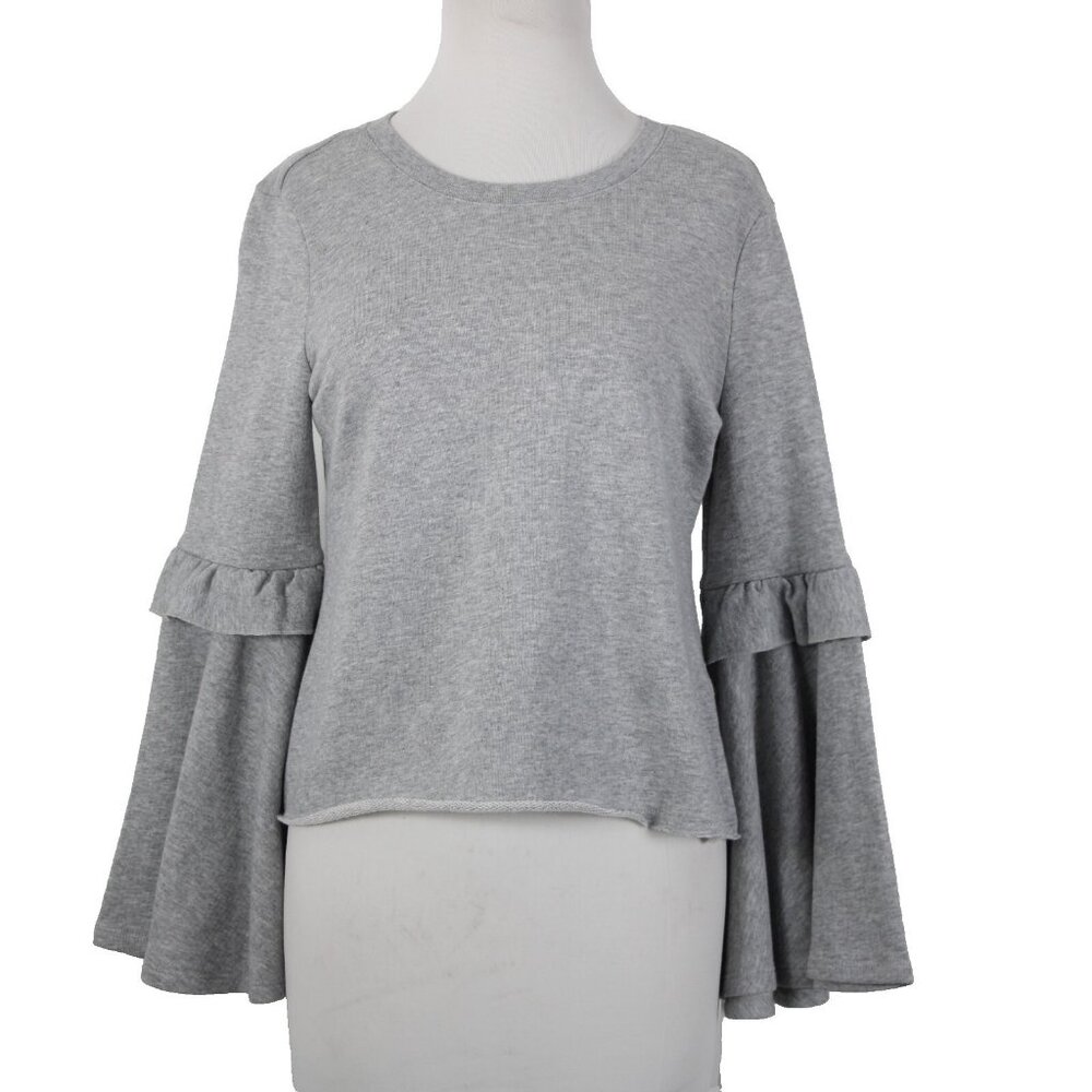 Candies $48 Sz S Grey Heather Bell Sleeve Sweatshirt Cotton Poly Sweater